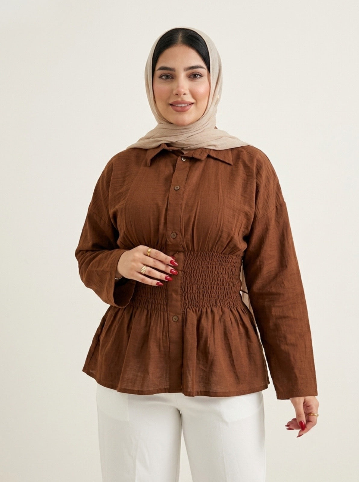 Smocked Linen Blouse