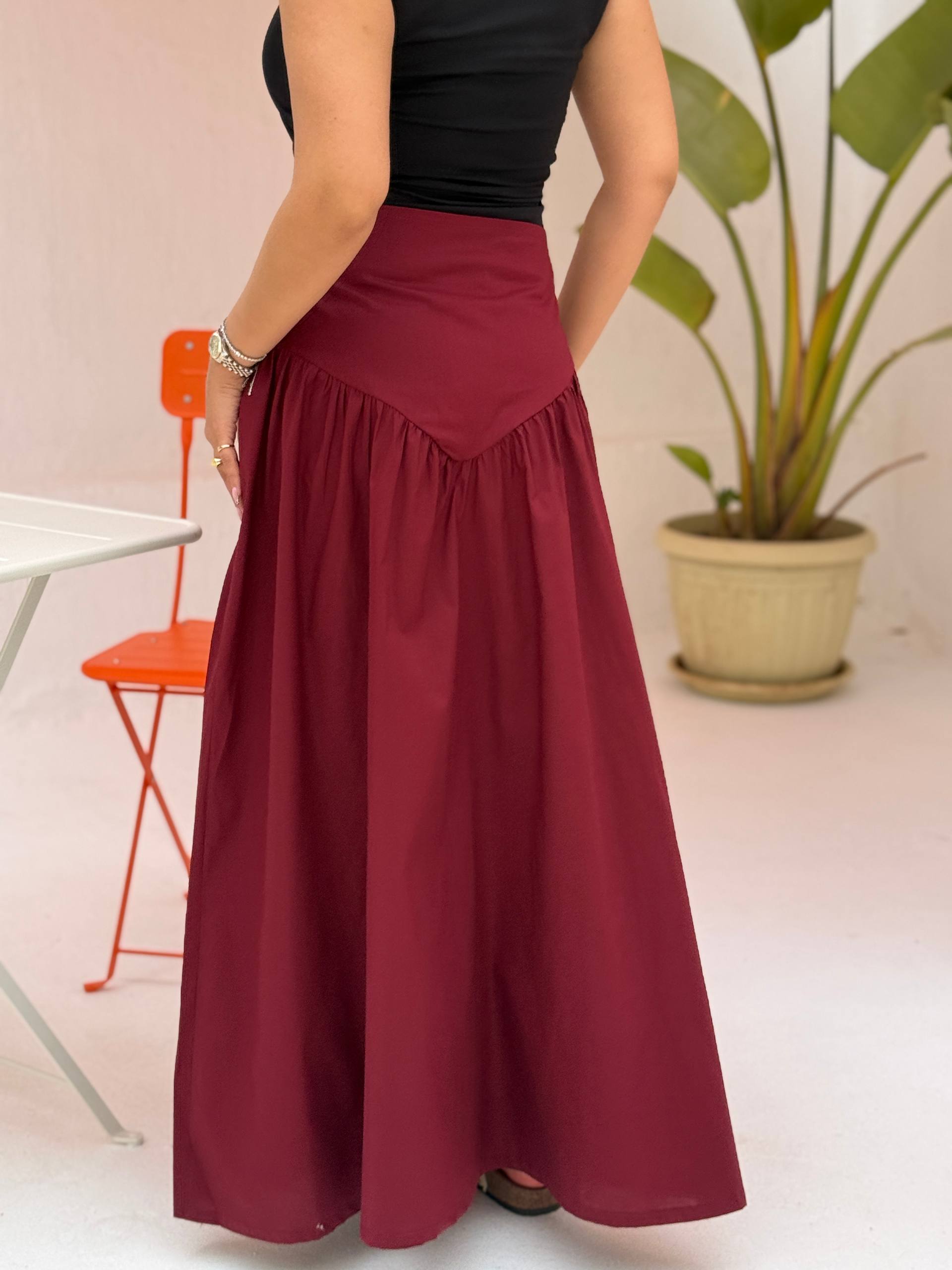 Poplin Button Skirt
