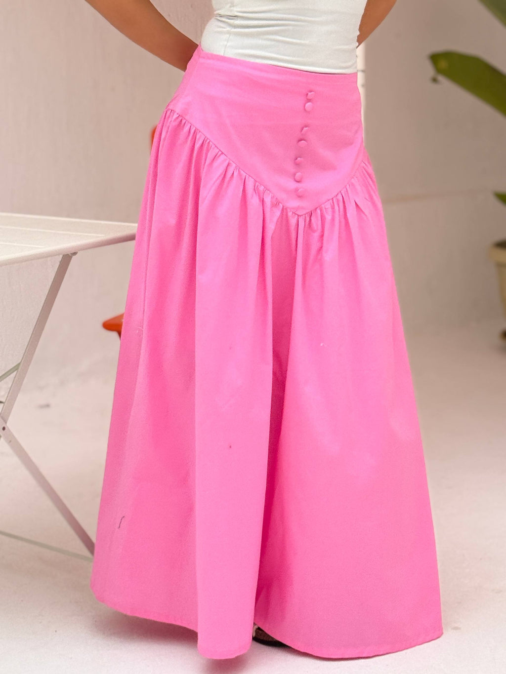 Poplin Button Skirt