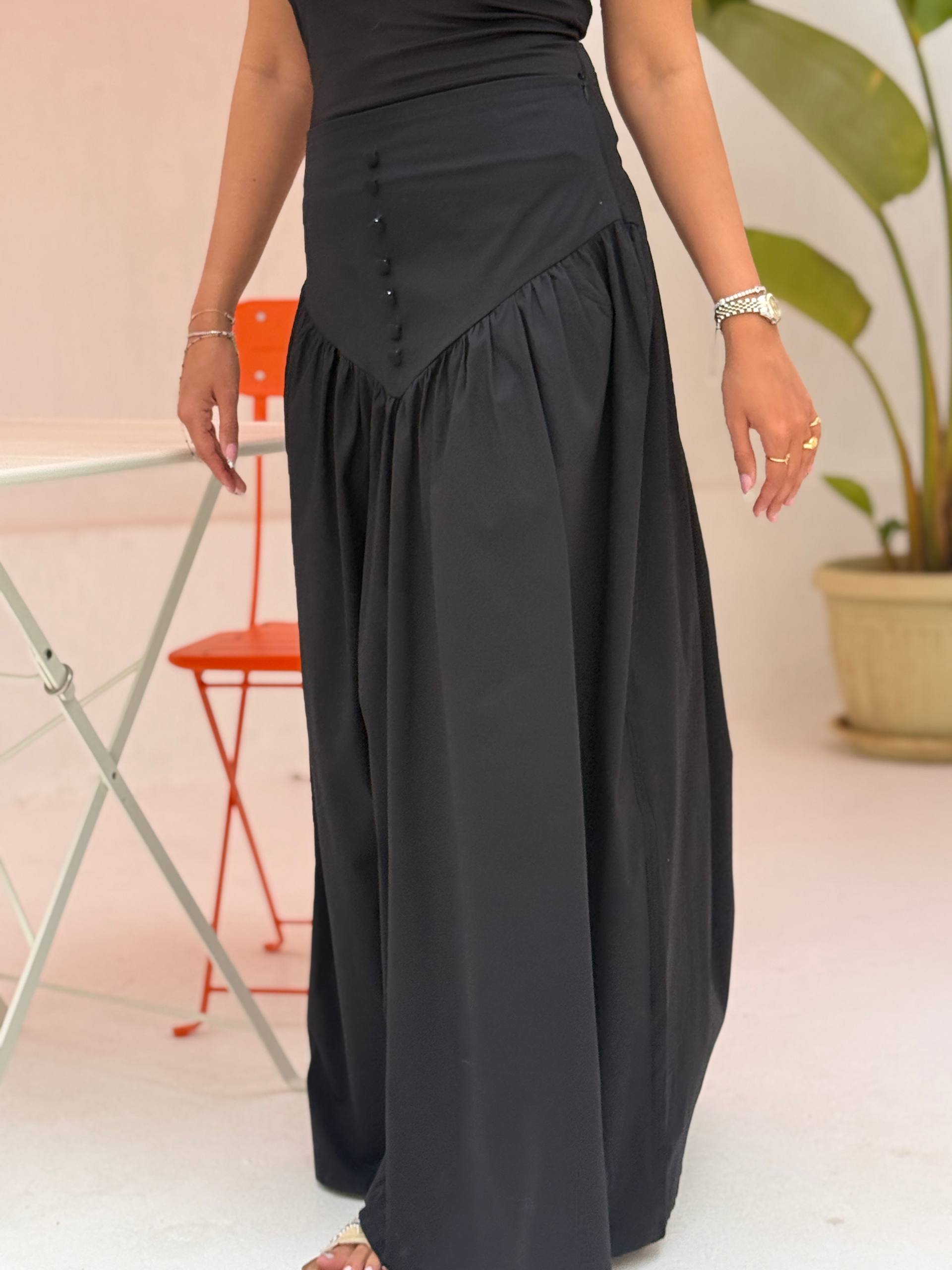 Poplin Button Skirt