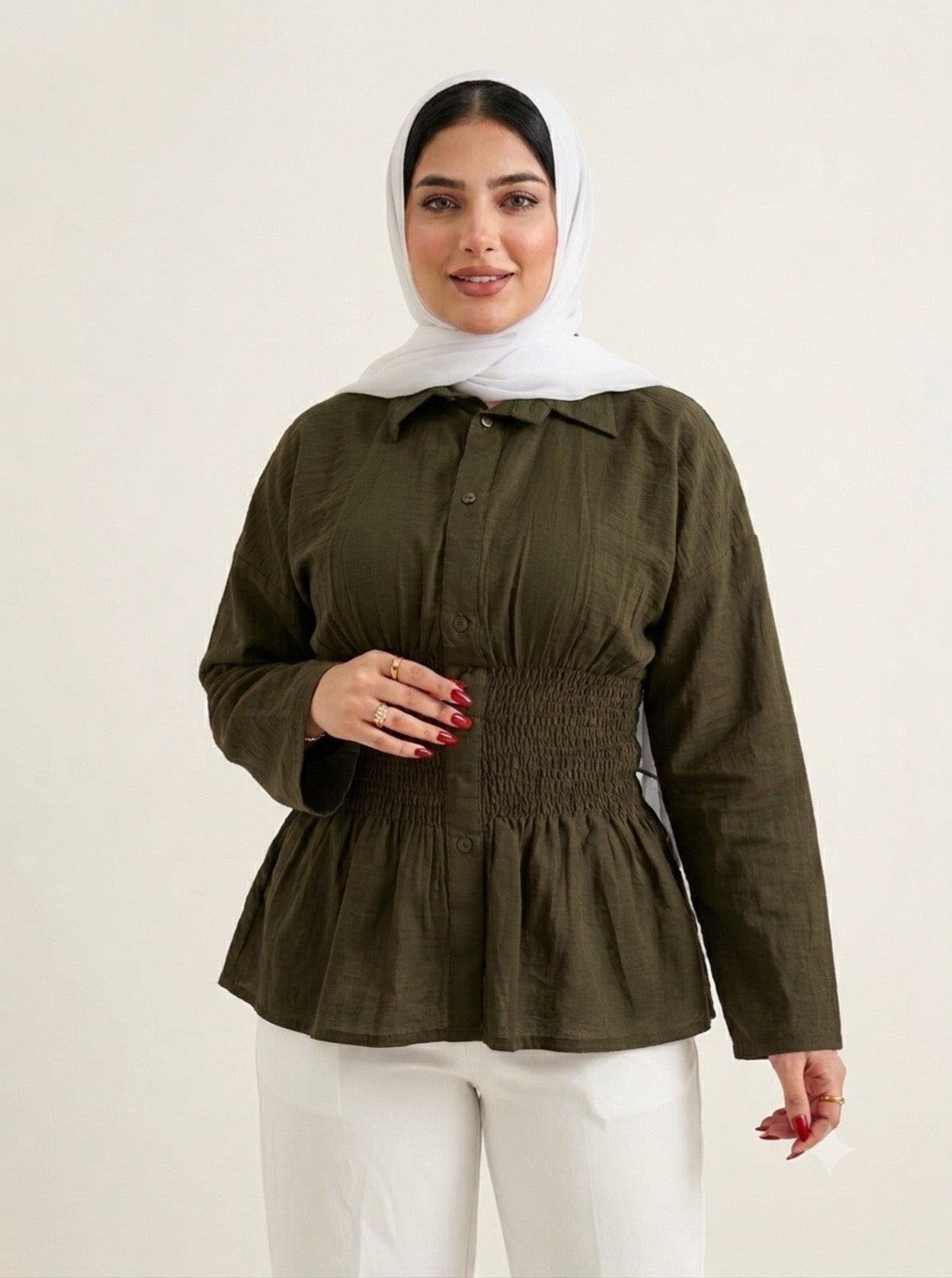 Smocked Linen Blouse