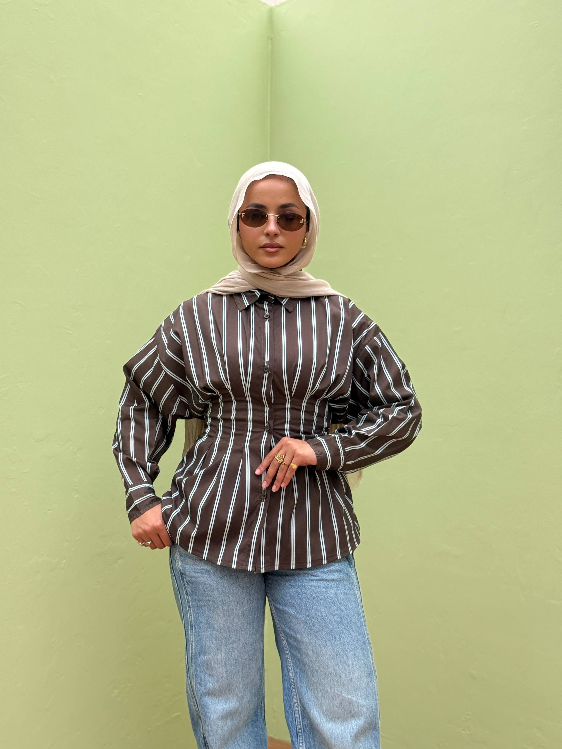 Striped Waist-Fit Shirt