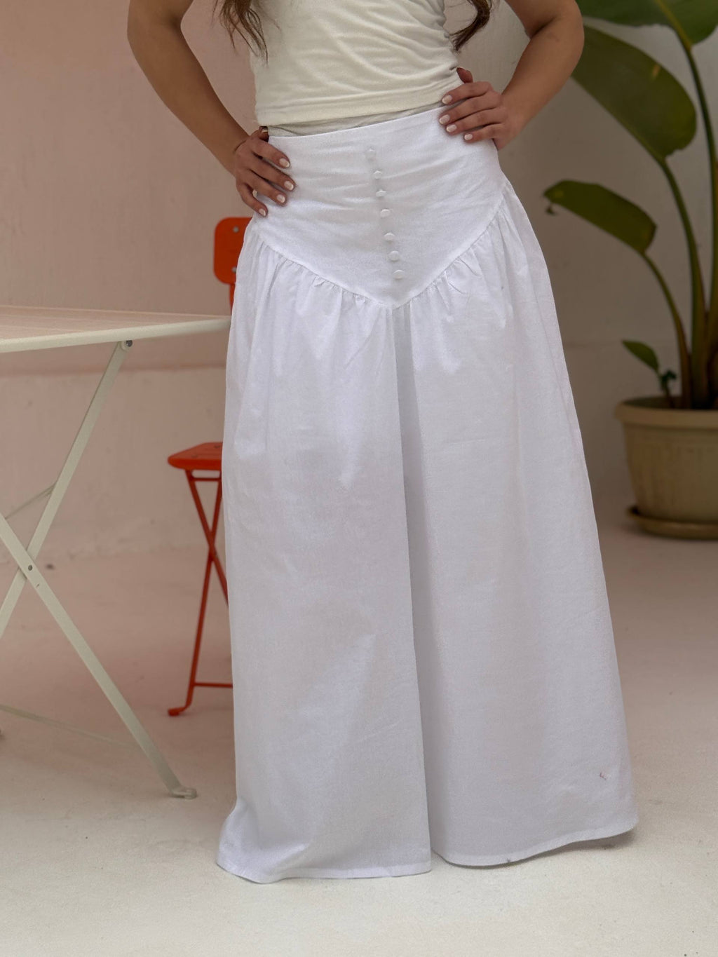 Poplin Button Skirt