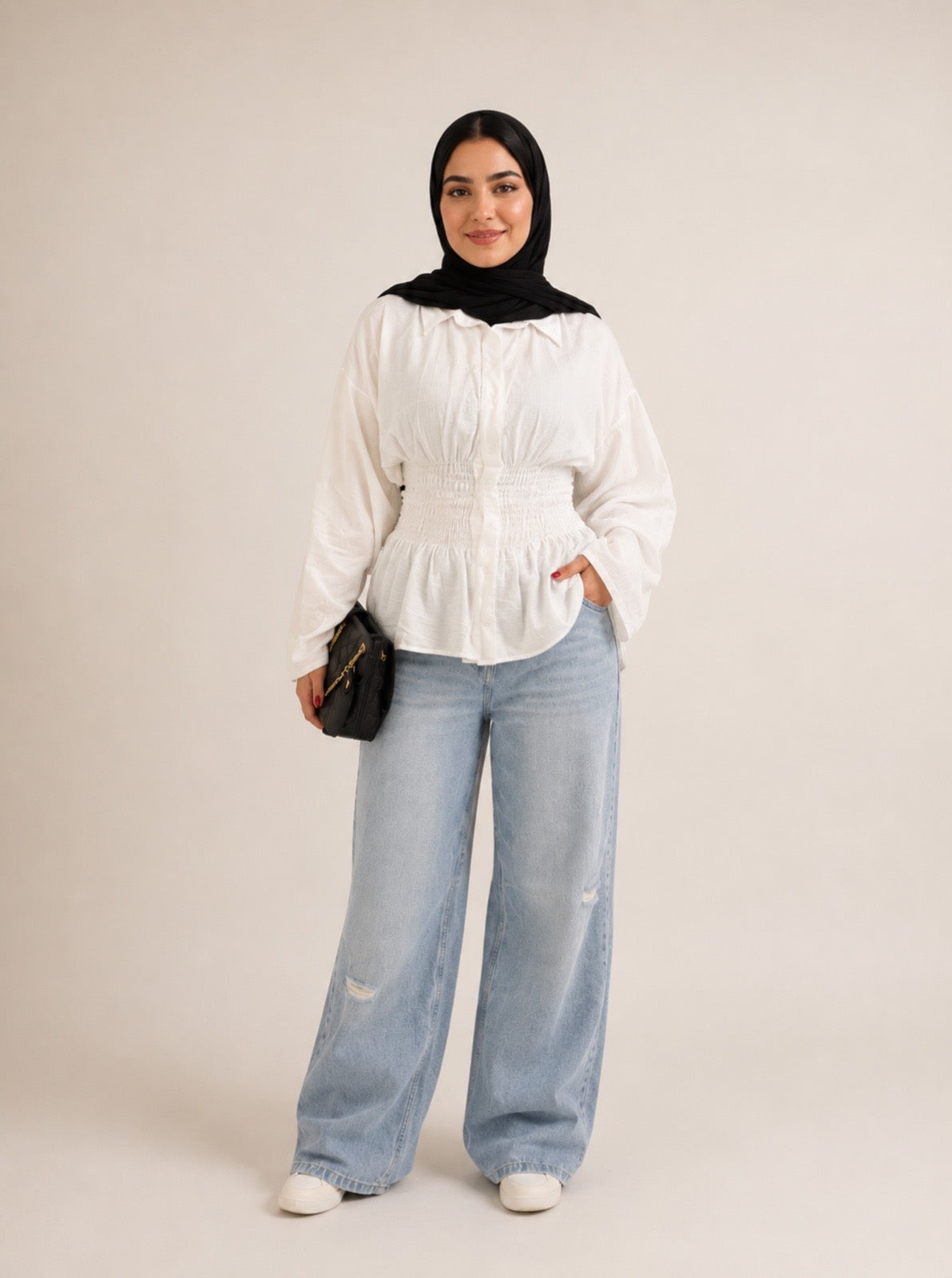 Smocked Linen Blouse