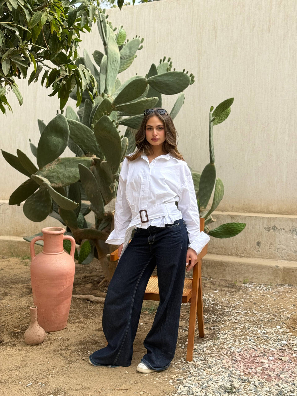 Belted Poplin Shirt