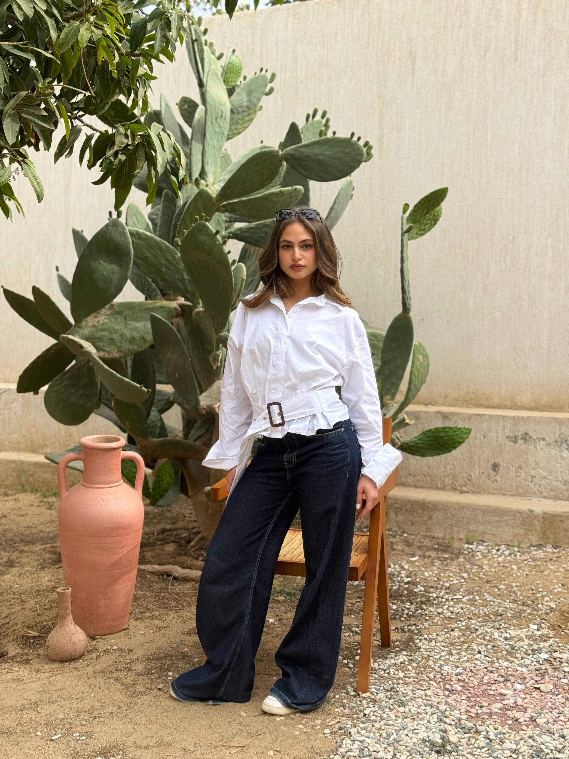 Belted Poplin Shirt