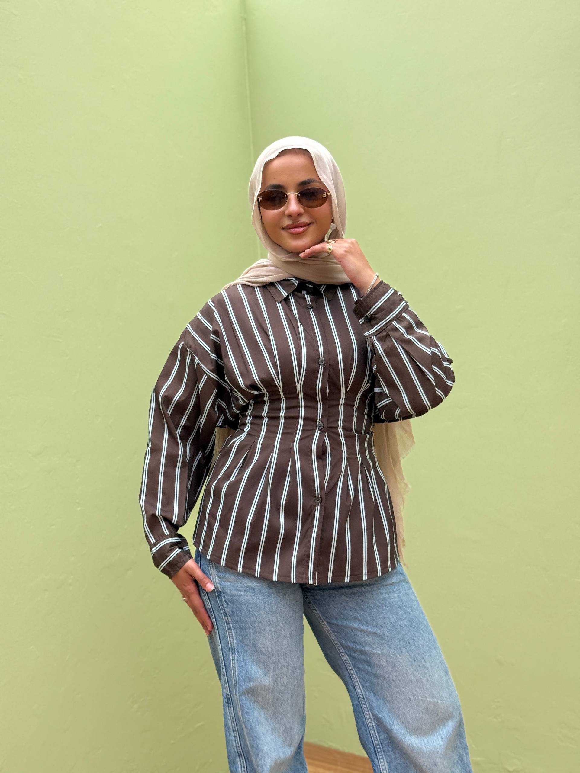 Striped Waist-Fit Shirt