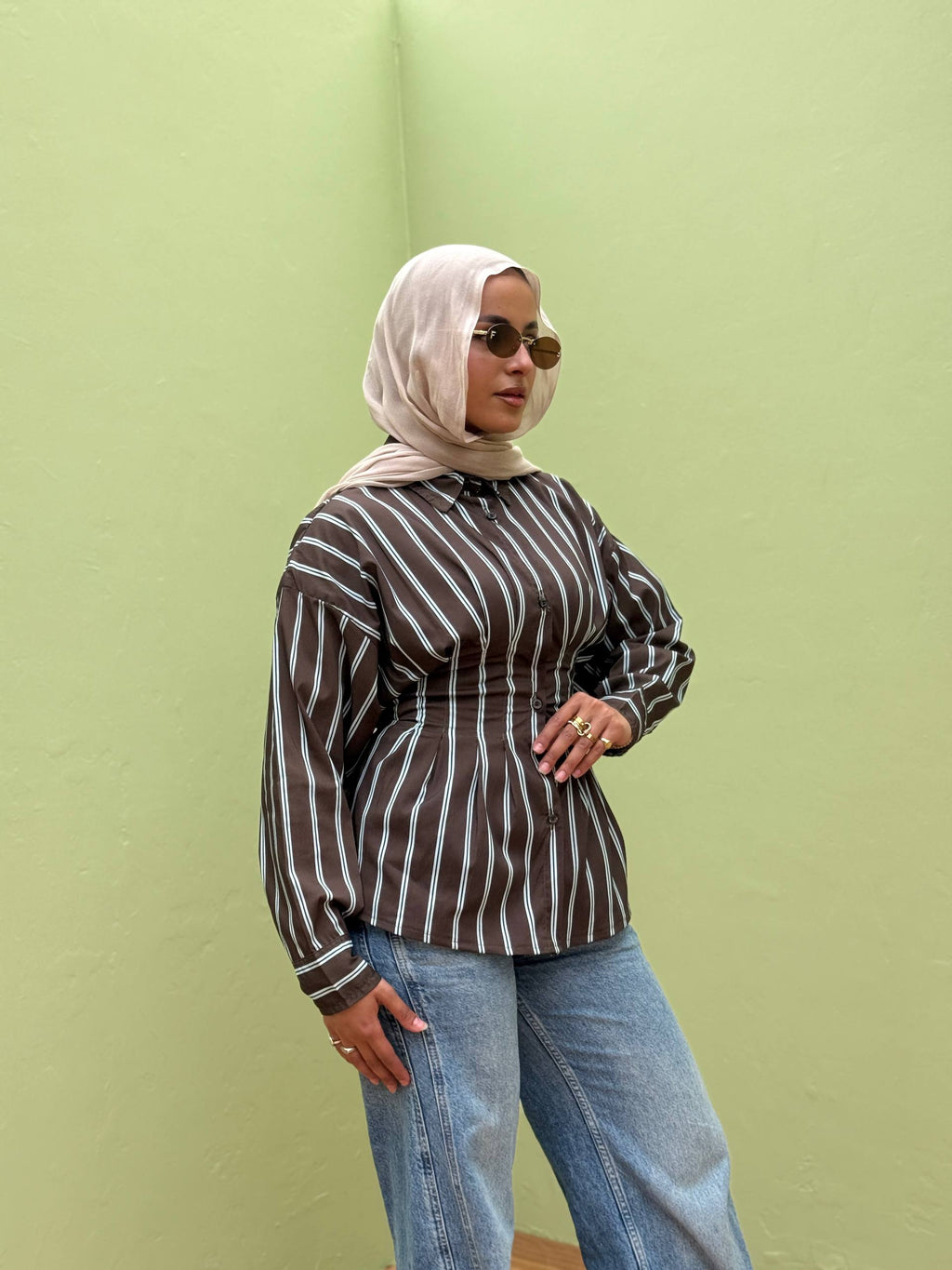 Striped Waist-Fit Shirt