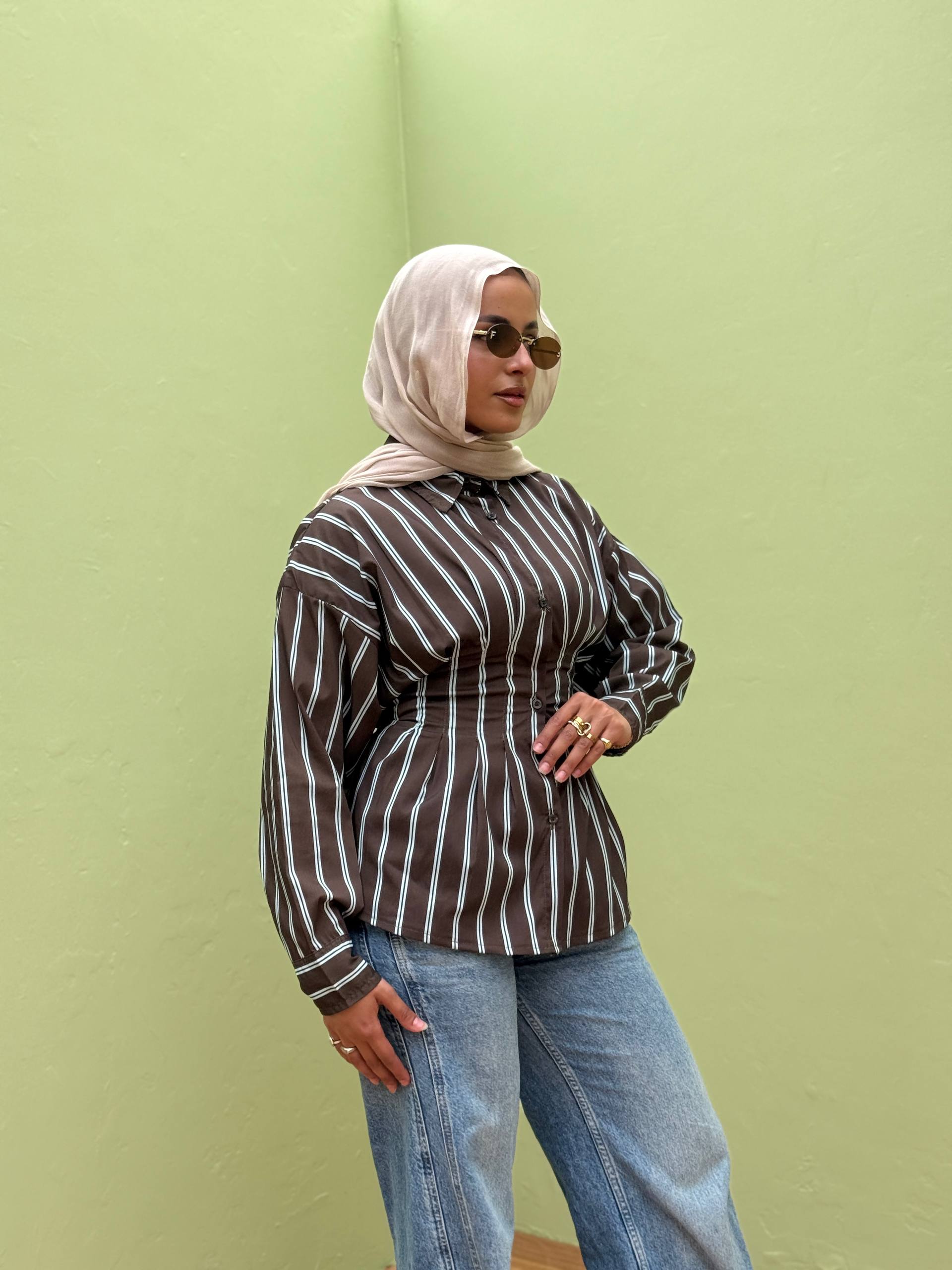 Striped Waist-Fit Shirt