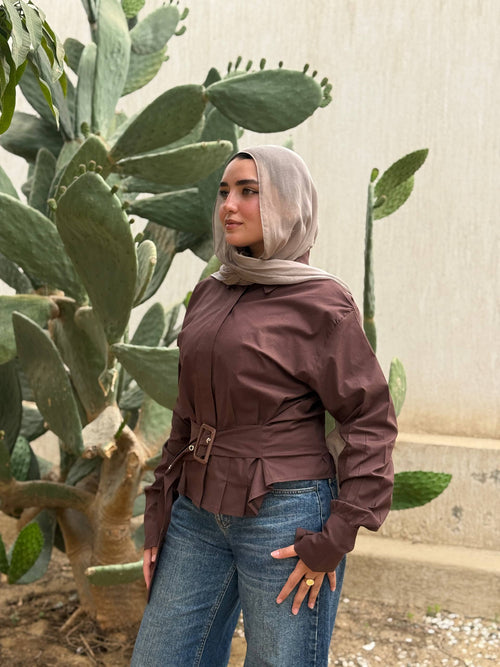 Belted Poplin Shirt