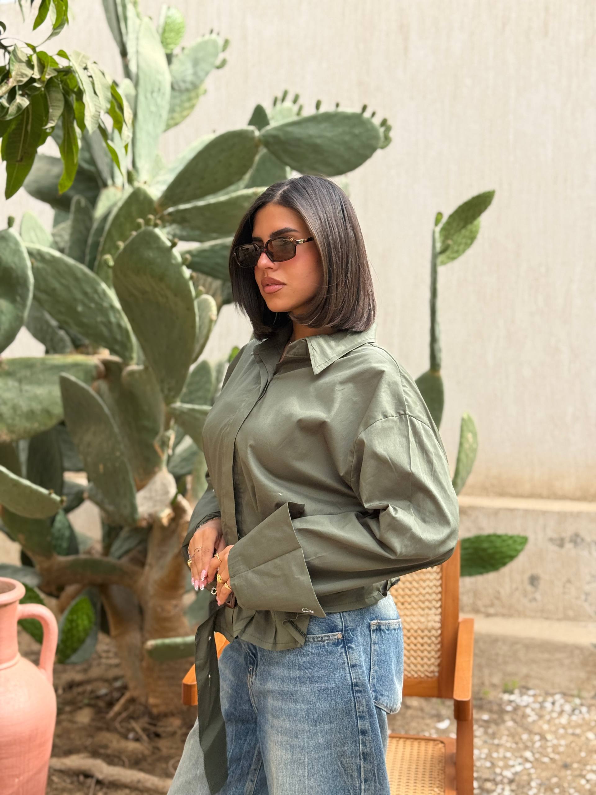Belted Poplin Shirt