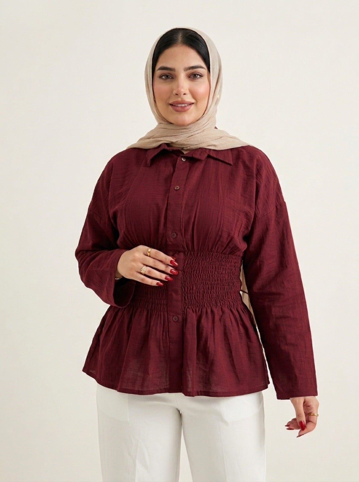 Smocked Linen Blouse