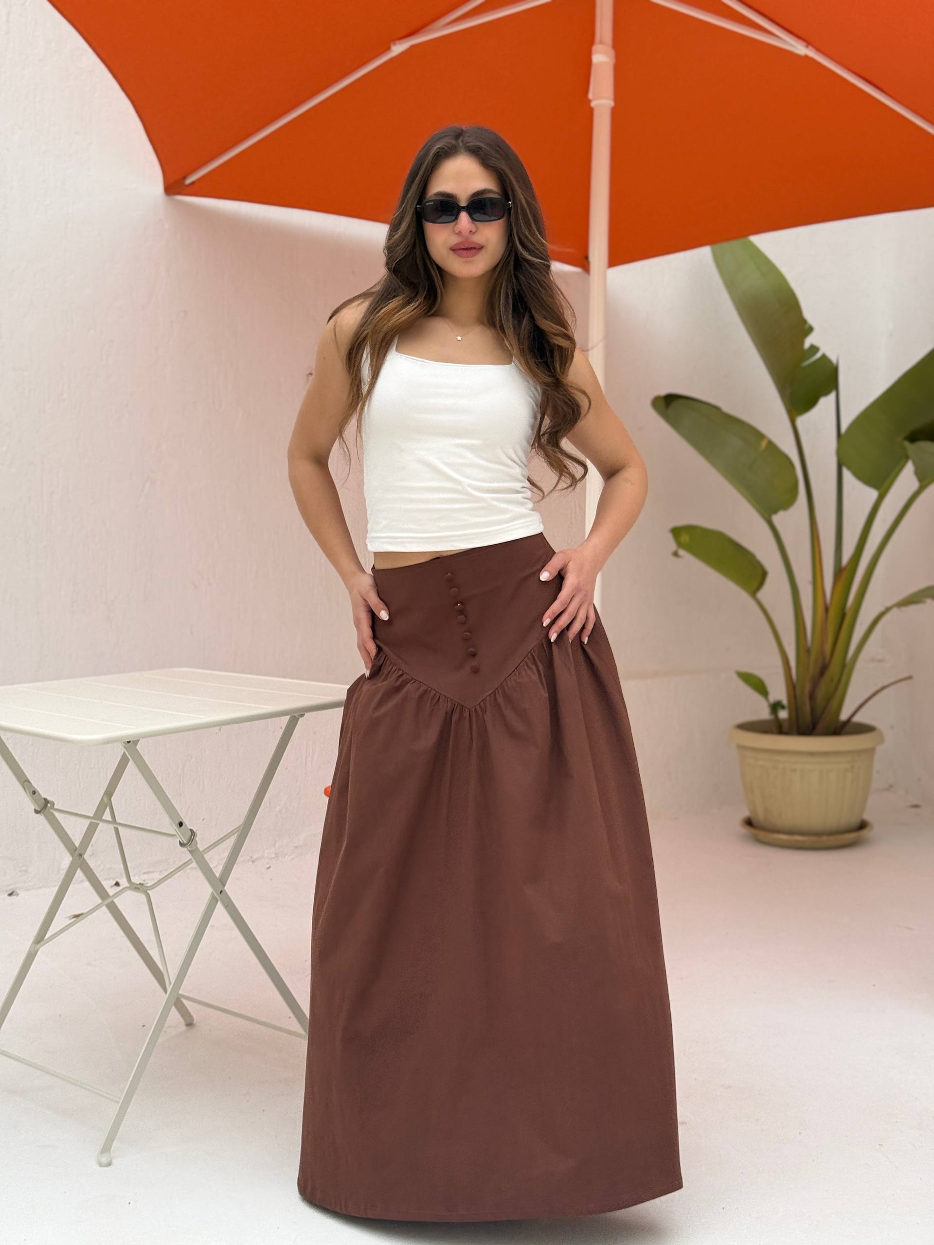 Poplin Button Skirt